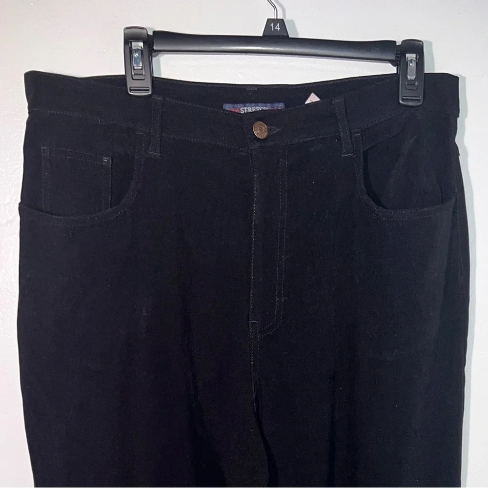 Bill‎ Blass, 16, Stretch jet Black 5 pocket, Hi rise straight leg textured denim - Picture 2 of 7